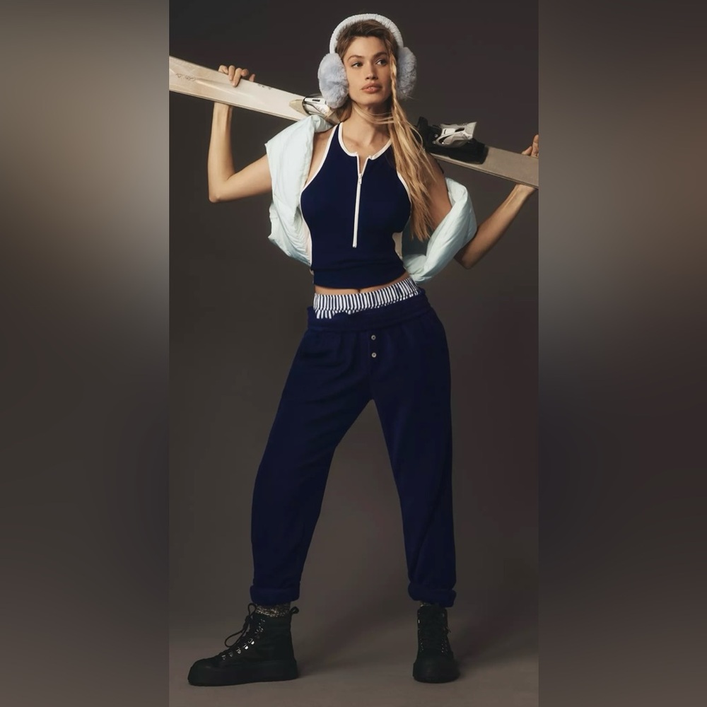 Daily Practice Anthropologie Piped Half-Zip Tank